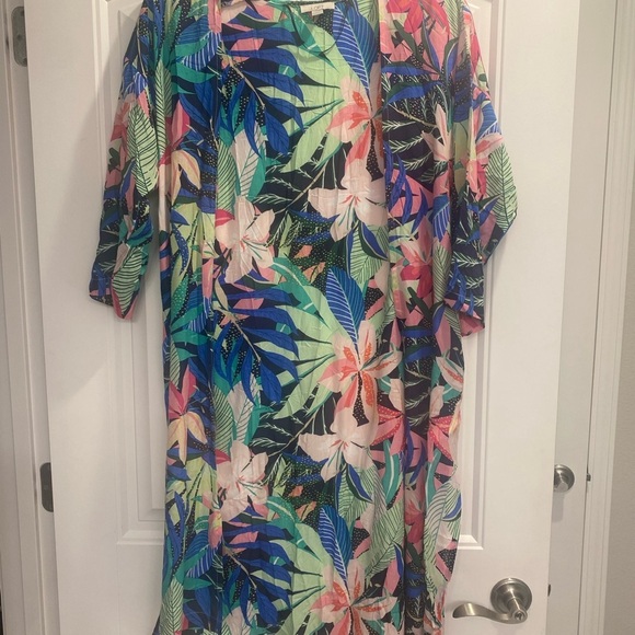 LOFT Swimsuit Coverup Lightweight kaftan style floral beach swimsuit size xs/s - Picture 2 of 6